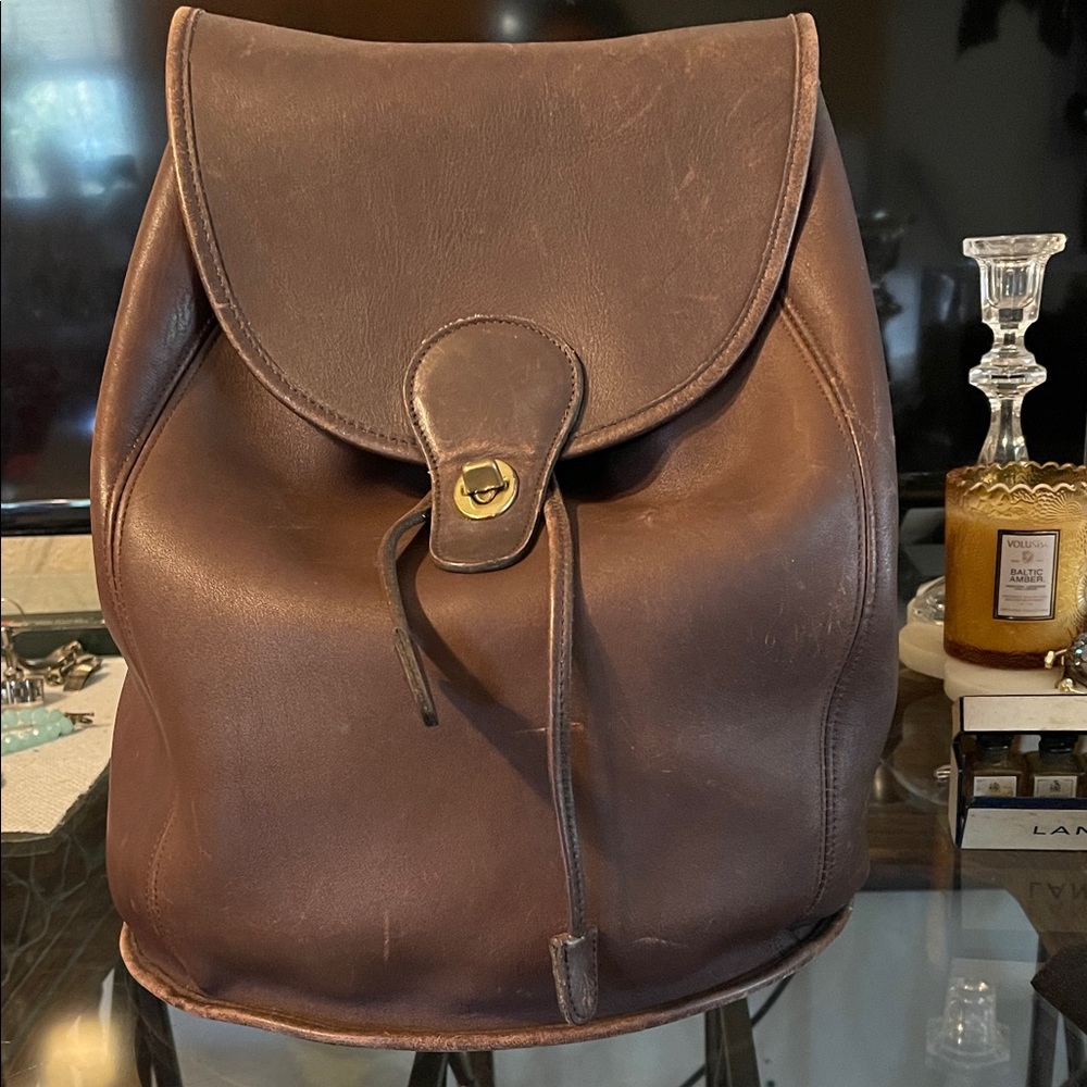 Coach Dark Brown Leather Backpack